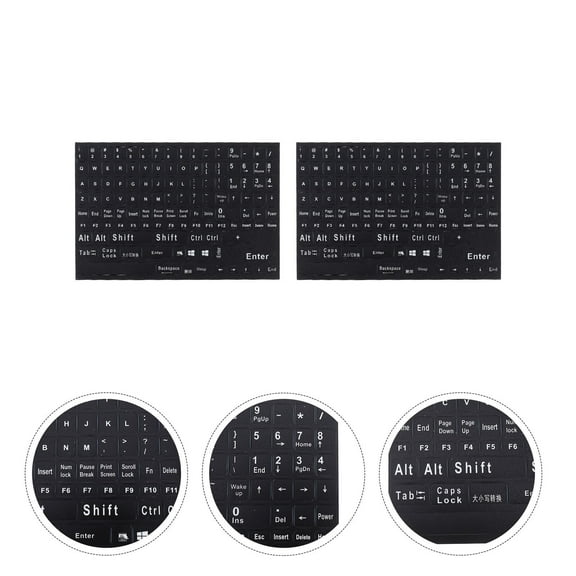 REOFLYUP Back to School 2 Sheets Desktop Keyboard Stickers Black PVC for Computer Keyboard Daily Use