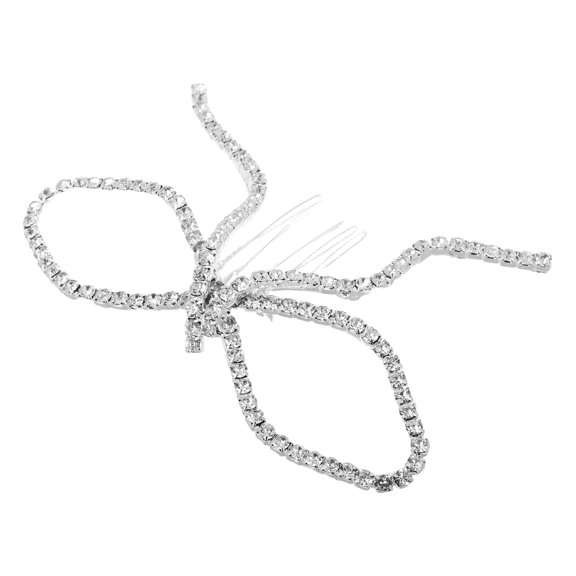 REOFLYUP Bridal Hair Comb Silver with Rhinestone Bow for Elegant Wedding Hair Styling