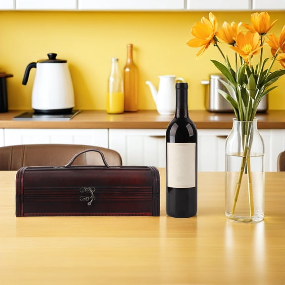 REOFLYUP Brown Wooden Wine Bottle Box Retro Design Wine Presentation Case for Elegant Storage