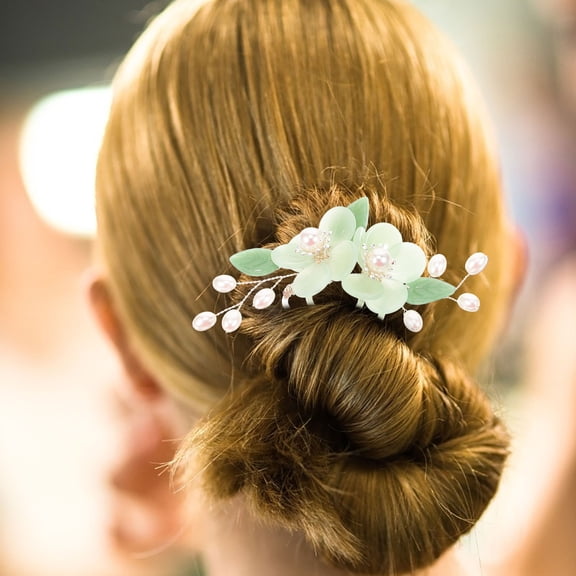 REOFLYUP Ancient Chinese Green Azure Stone Hair Comb Set Hair Accessory for Bridesmaids