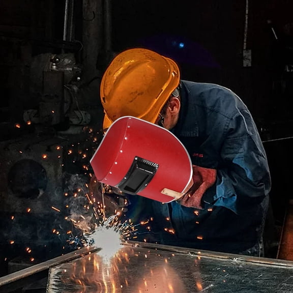 REOFLYUP Durable Dark Red Welding Face Shield with Spark and Radiation Protection for Welders