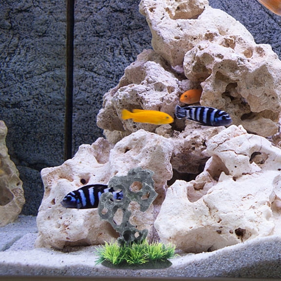 REOFLYUP Resin Aquarium Fake Stone Rockery Zen Ornament for Fish Decoration and Aquatic Habitat Enhancement