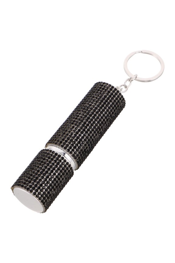 Fashionable Rhinestone Perfume Atomizer Keychain Black Refillable Portable Spray Bottle for Travel