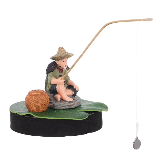 REOFLYUP Tiny Fisherman Figurine PVC Floating Aquarium Decor Assorted Colors