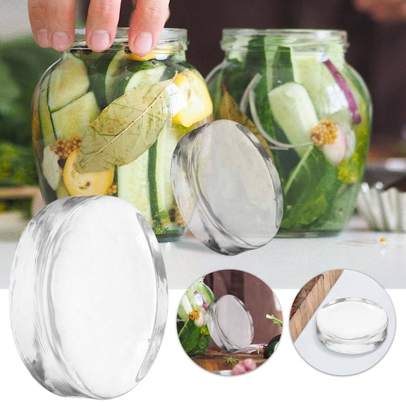 REOFLYUP Glass Fermenting Lid Weight for Kitchen Use with Smooth Grip and Clear Material