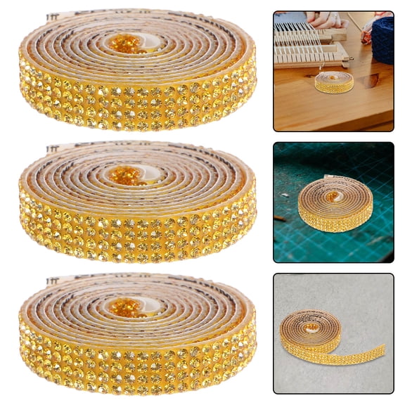 REOFLYUP Golden Rhinestone Bling Strip Roll with Easy Peel and Stick Design for Crafting