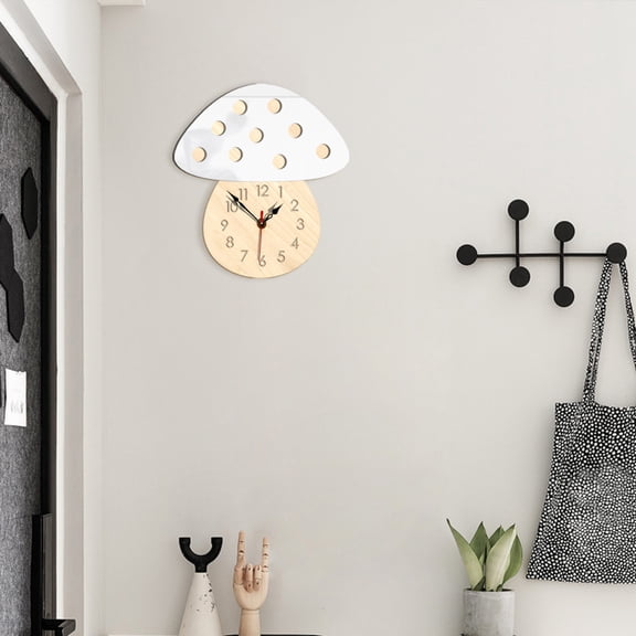 REOFLYUP White Mushroom Shaped Hanging Wall Clock with Precise Movement for Home and Daily Use