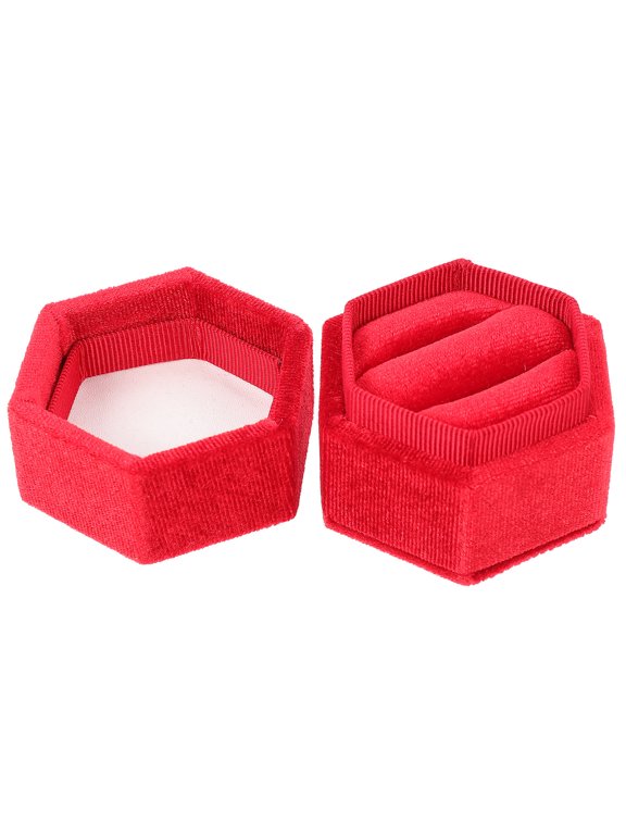 Portable Red Velvet Box for Wedding, Engagement, Anniversary, and Special Occasion Storage