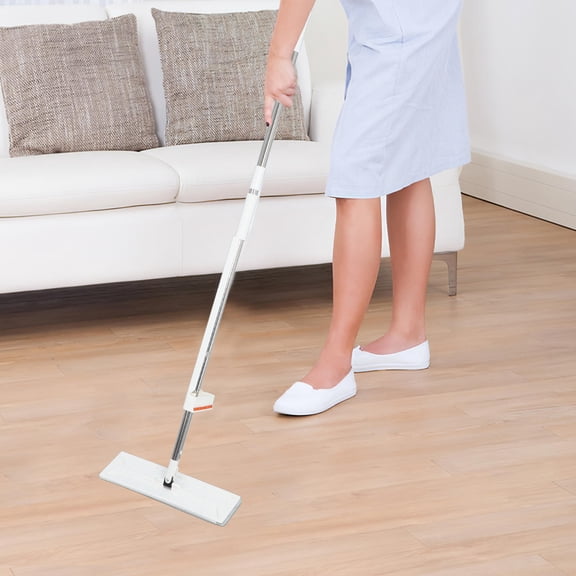 REOFLYUP Home Cleaning Mop with Self Squeeze Feature and Reusable Wet Mop Pads in White