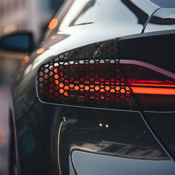 REOFLYUP Honeycomb Pattern Tail Light Car Sticker in Sleek Black - 1 Set for Vehicle Exterior Decoration and Styling