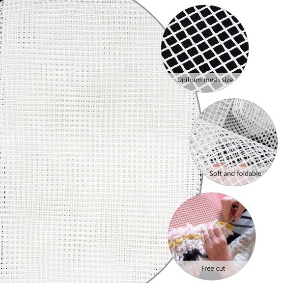 REOFLYUP Latch Hook Backing Material Rug Hooking Mesh Plastic White 1Pack DIY Rug Decoration