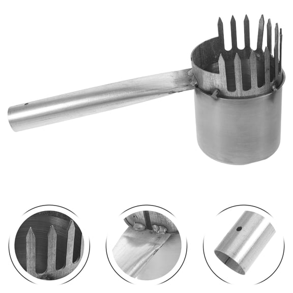 REOFLYUP Lightweight Plated Silver Fruit Harvester Tool with Metal Cage for Precise Fruit Grabbing