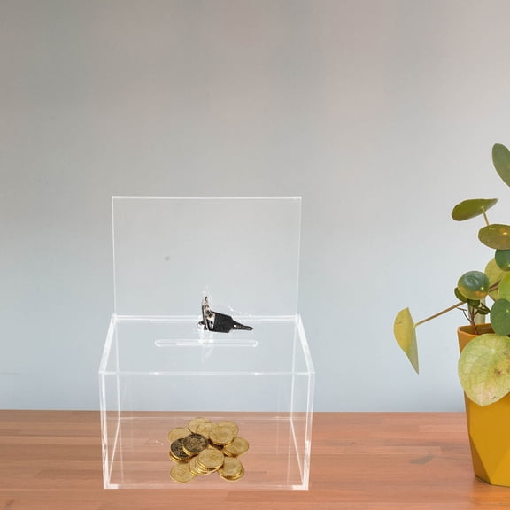 REOFLYUP Voting Box With Slot Donation Box Transparent Acrylic 1 Set Fundraising