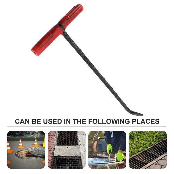 REOFLYUP Steel Manhole Lifting Hook for Maintenance Workers, Heavy-Duty Tool, 1 Pack