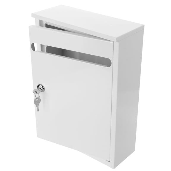 REOFLYUP Modern White Metal Lockable Wall Mailbox for Letters Newspapers Donation and Voting Collection