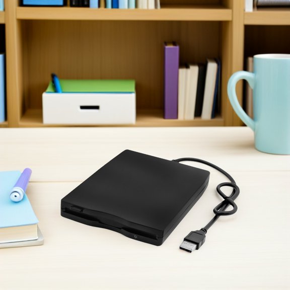 REOFLYUP Portable USB Floppy Disk Drive Compatible with Windows , Black, External 3.5 Inch Floppy Reader