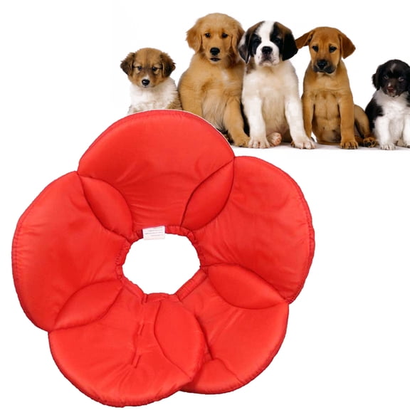 REOFLYUP Red Polyester Sponge Collar Adjustable Anti-Bite Protective Cover for Dogs