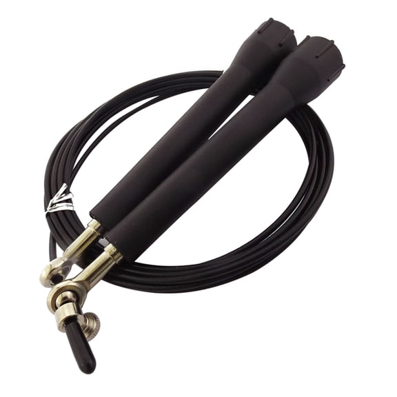 REOFLYUP Jump Rope Adjustable Cable with Anti Slip Handles for Workout Fitness Training and Speed Skipping in Black