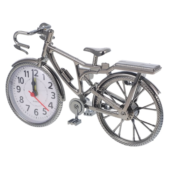 REOFLYUP Retro Plated Silver Bicycle Alarm Clock with Loud Clear Sound for Bedroom Office and Coffee Shop