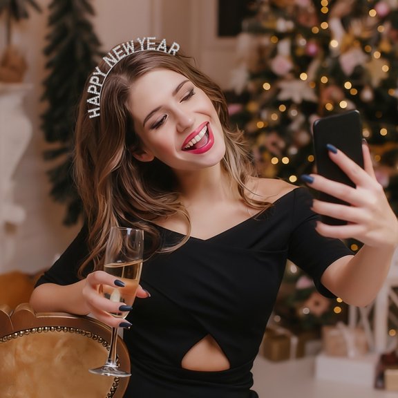 REOFLYUP Fashionable Plated Silver New Years Party Hairband for Memorable Celebration Photos