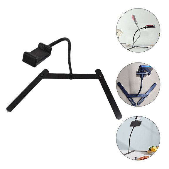REOFLYUP Black Overhead Phone Mount with Adjustable Metal Hose for Stable Video Recording