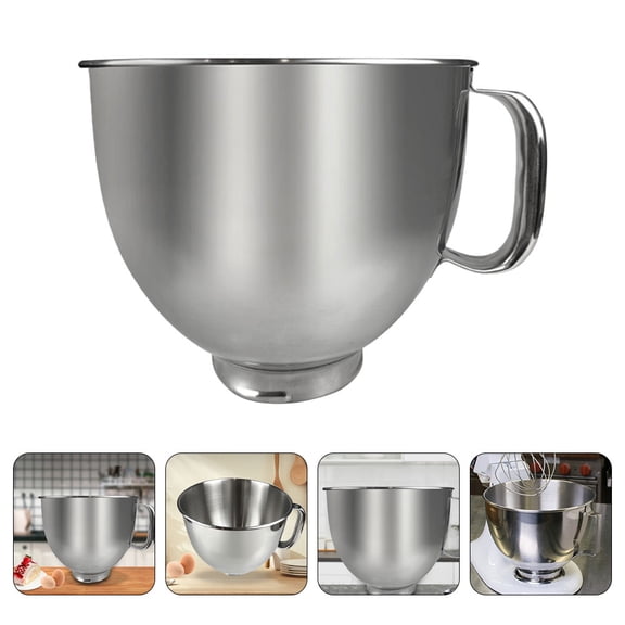 REOFLYUP Stainless Steel Mixing Bowl Plated Silver Flat Bottom Easy Pouring Handle