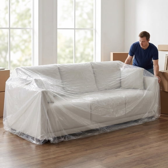 REOFLYUP Large Clear Sofa Protector Cover Plastic Waterproof Furniture Storage Bag