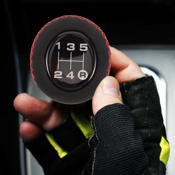 REOFLYUP Universal Manual Gear Shift Knob with Red Stitching for Smooth and Stylish Car Shifting Performance