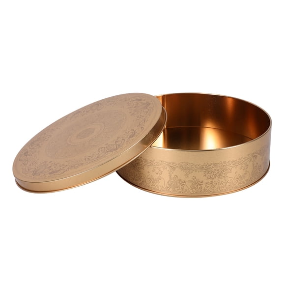 REOFLYUP Versatile Golden Tinplate Cake Pan and Dessert Storage Box with Lid for Parties