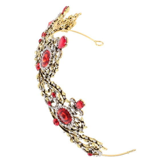 REOFLYUP Vintage Red Bridal Headpiece for Wedding Bride, Elegant Rhinestone Alloy , Comfortable and Stylish Accessory
