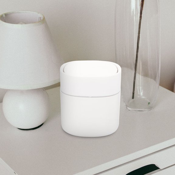 REOFLYUP Waste Container Desktop Pressing Garbage Can White PP Material for Living Room and Bedroom