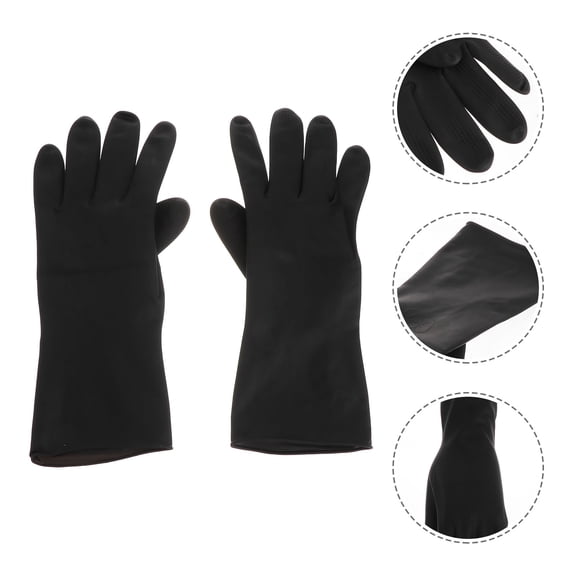 REOFLYUP Waterproof Non Slip Black Hair Shampoo Gloves for Protecting Hands in Salon and Home Use