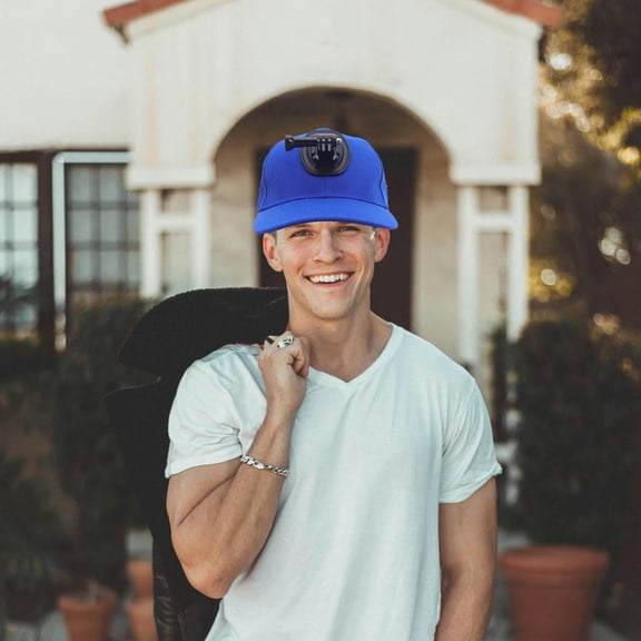 REOFLYUP Wearable Camera Baseball Cap Dark Blue with Adjustable Cotton Fit and Quick Release Mount
