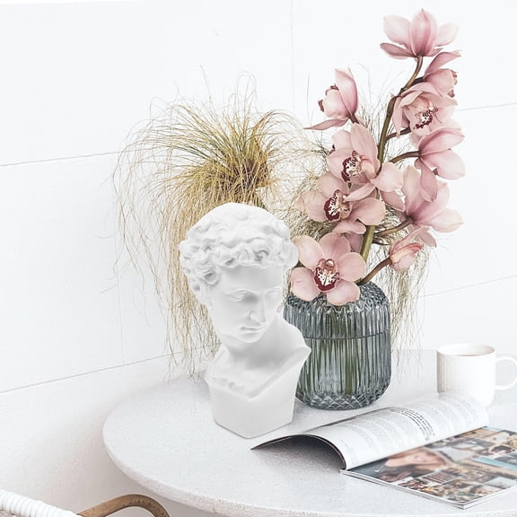 REOFLYUP White Resin Roman Bust Statue Creative Tabletop Decor for Bookshelf and Office