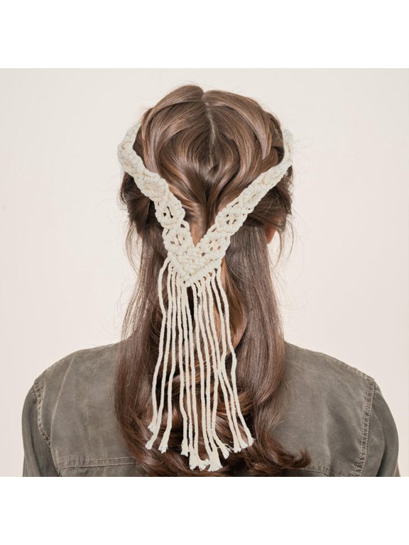 Woven Cotton Headband in Beige, Stylish Rope Hair Accessory for Women and Girls