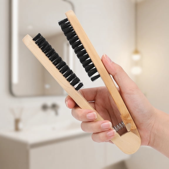 REOFLYUP Wide Wooden Hair Straightener Brush Beige Anti-Static Rapid Styling Comb for Smooth, Frizz-Free Hair
