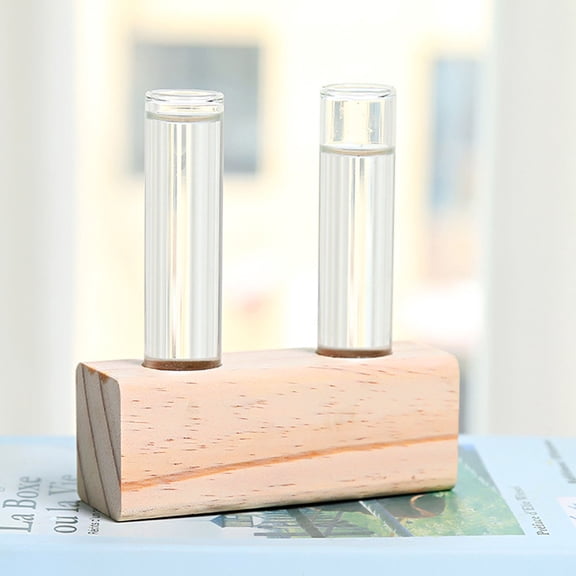 REOFLYUP Wood Tabletop Plant Terrarium with Transparent Dual Propagation Tubes