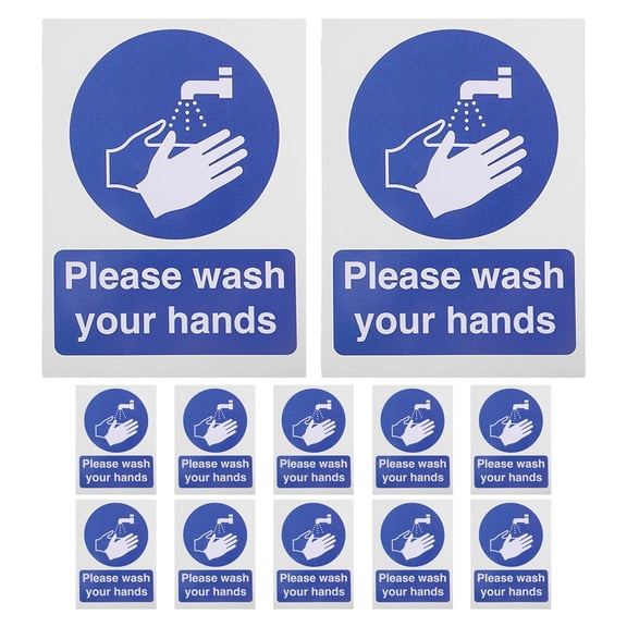 REOFLYUP 12Pcs Wash Your Hands Wall Stickers for Bathroom and Restroom Decor Assorted Color
