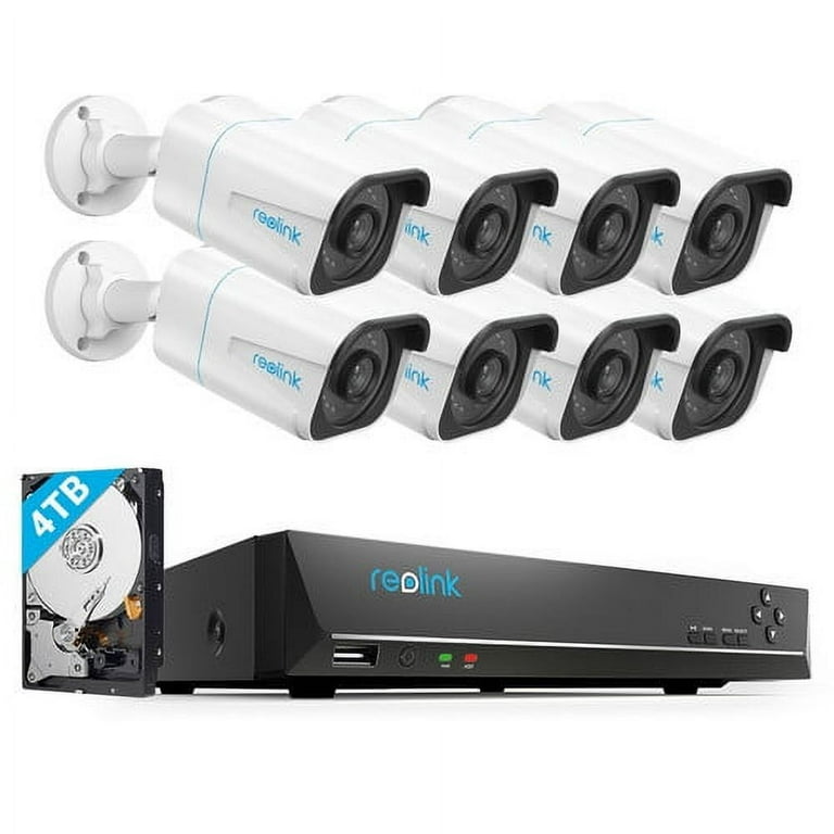 REOLINK 16CH 8MP Outdoor Security System, RLK16-800B8 8pcs H.265 4K PoE  Cameras with Smart Person/Vehicle Detection, 16CH NVR with 4TB HDD for 24-7  Recording 