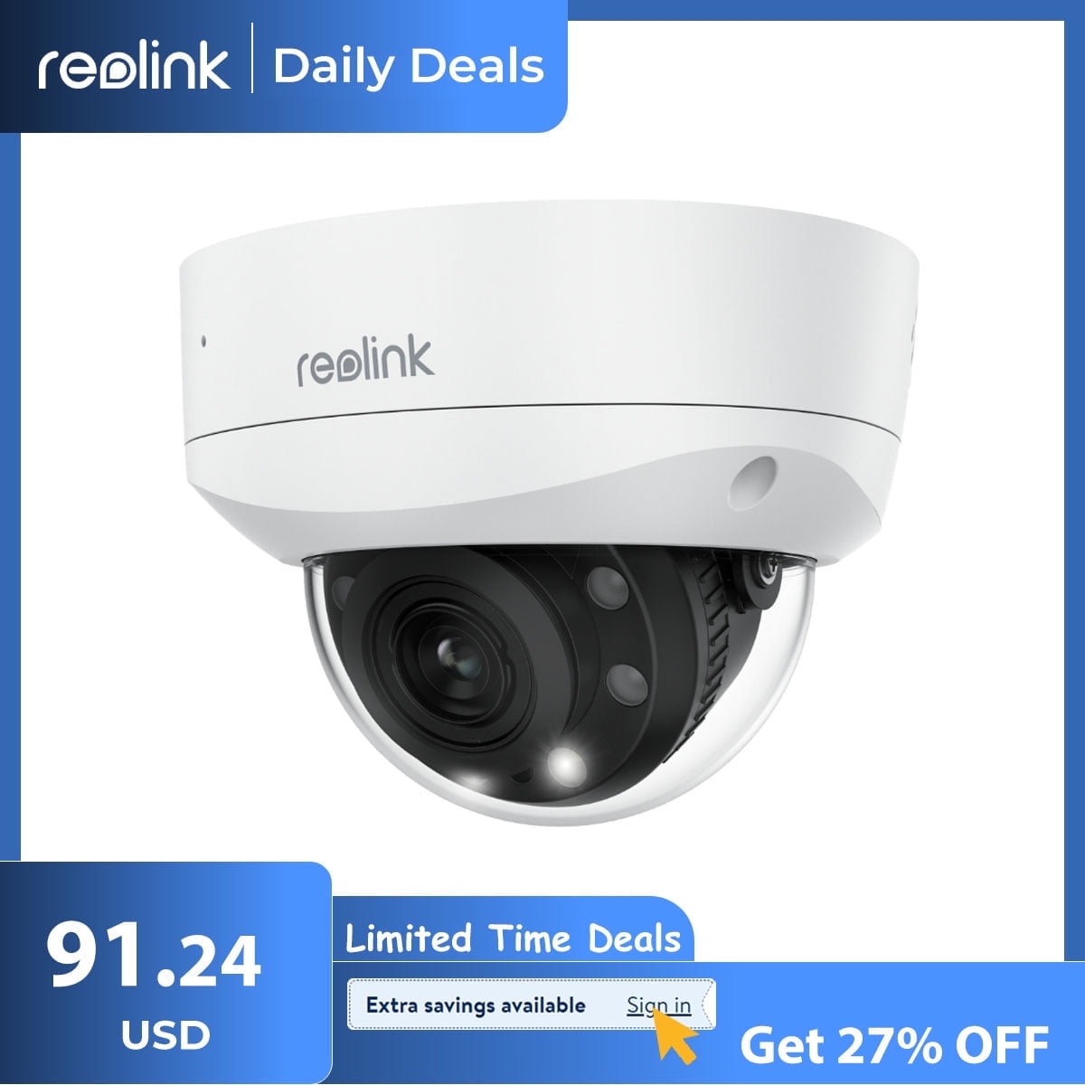 Reolink RLC-843A 4K 8MP Dome Camera, 5X Optical Zoom, Waterproof, Black ...