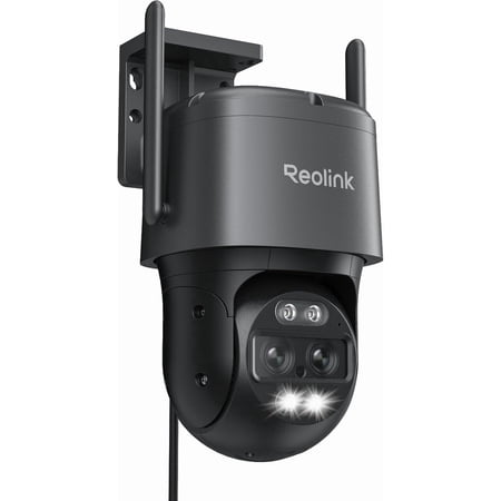 4K Wired WiFi Outdoor Camera, 8MP Dual Lens Security 360 PTZ Camera Auto Tracking, 2.4/5GHz Wi-Fi Smart Person/Vehicle Detection, 6X Hybrid Zoom, Color Night Vision, TrackMix
