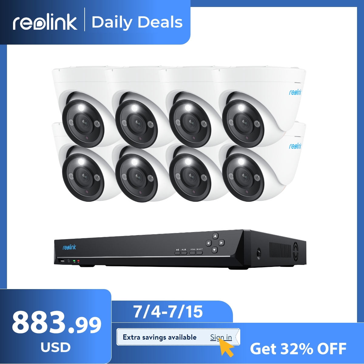 Reolink 16CH 12MP PoE Security Camera System,8Pcs Video CCTV Surveillance Camera,Person Detection,2-Way Talk