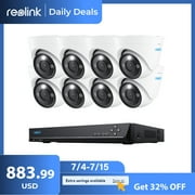 REOLINK RLK16-1200D8-A, 12MP PoE Security Camera System, 8pcs H.265 12MP Security Cameras Wired, Person Vehicle Pet Detection, Two-Way Talk, Spotlights Color Night Vision, 16CH NVR with 4TB HDD