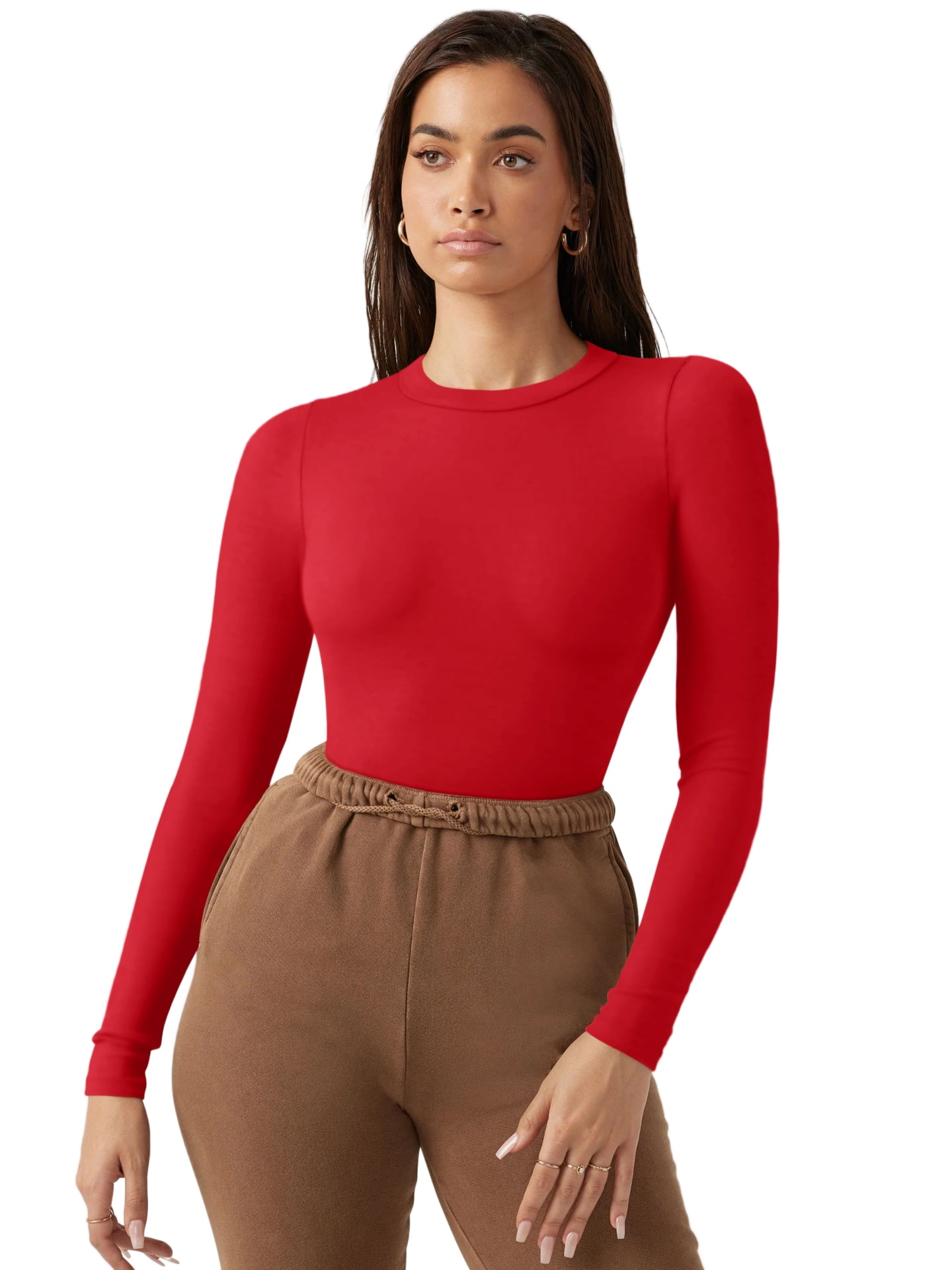 Fitted Long-Sleeve Crew-Neck Bodysuit