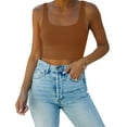 thumbnail image 1 of REORIA Square Neck Crop Tank for Women Seamless Ribbed Tank Basic Slim Fit Crop Tops, 1 of 11