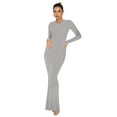 thumbnail image 1 of REORIA Women Long Sleeve Bodycon Dress Sexy Crew Neck Ribbed Basic Maxi Dresses Slim Fit, 1 of 7