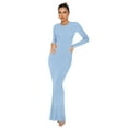 thumbnail image 1 of REORIA Women Long Sleeve Bodycon Dress Sexy Crew Neck Ribbed Basic Maxi Dresses Slim Fit, 1 of 7