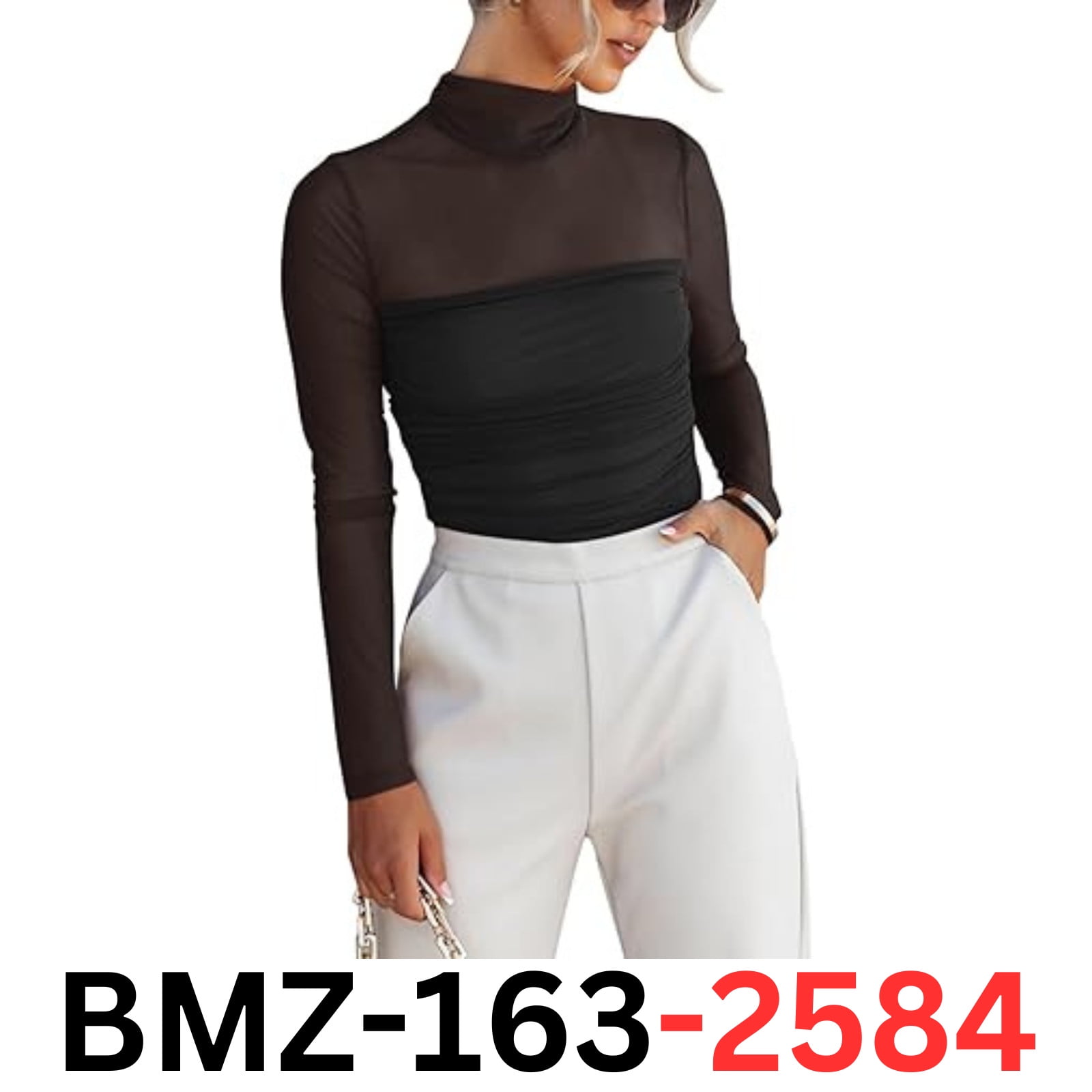 Black Mesh Turtleneck