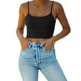 thumbnail image 1 of REORIA Womens Crop Tops Double Layer Sling Square Neck Basic Cropped Tank Top, 1 of 8
