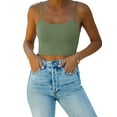 thumbnail image 1 of REORIA Womens Crop Tops Double Layer Sling Square Neck Basic Cropped Tank Top, 1 of 8